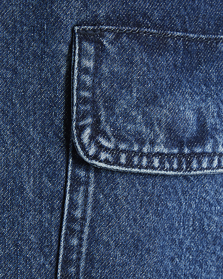 Blue Denim Wide Leg Cargo Carpenter Jeans