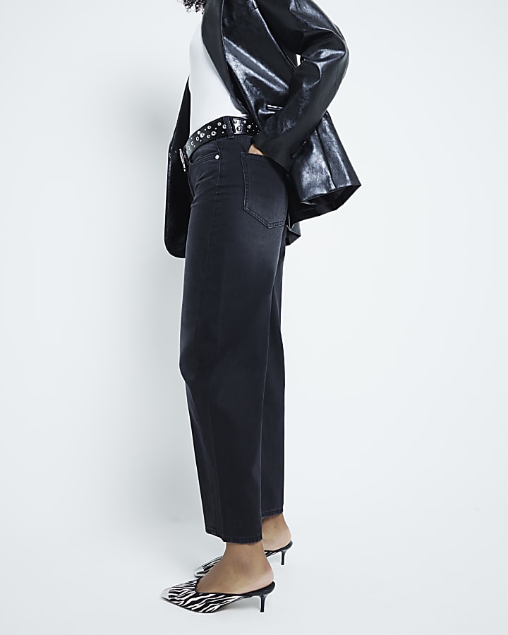 Black Oversized Seamed Barrel Jeans