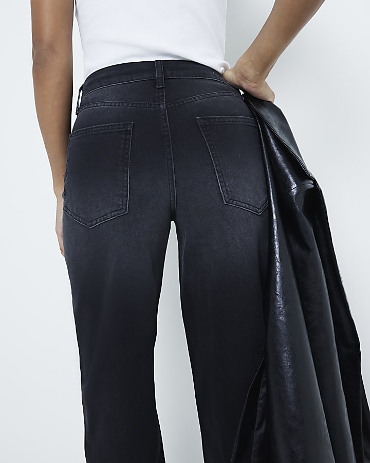 Black Oversized Seamed Barrel Jeans