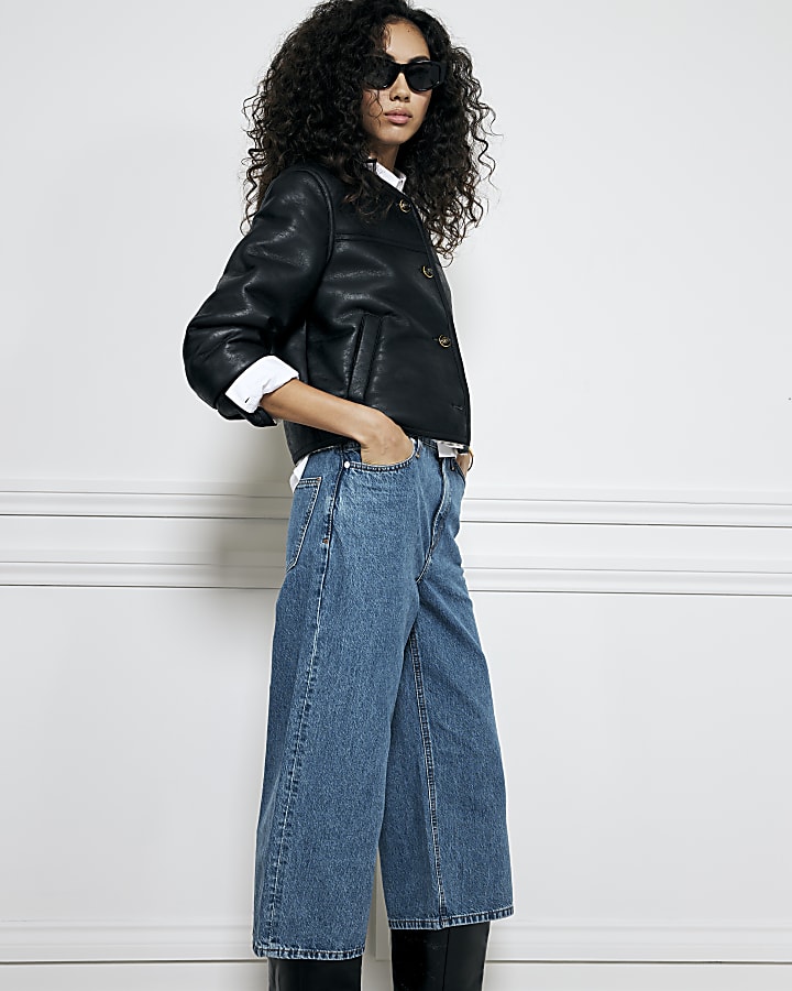 Blue Denim High Waisted Jean Culottes