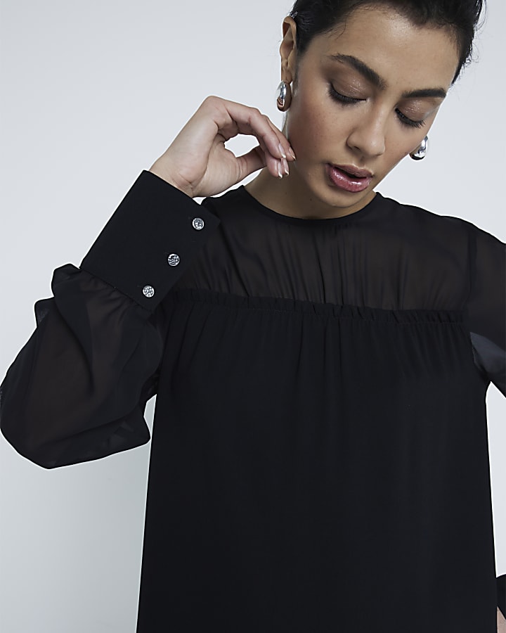 Black Long Sleeve Mini Dress