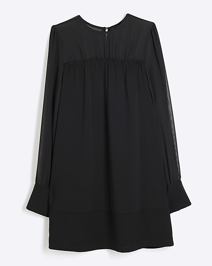 Black Long Sleeve Mini Dress