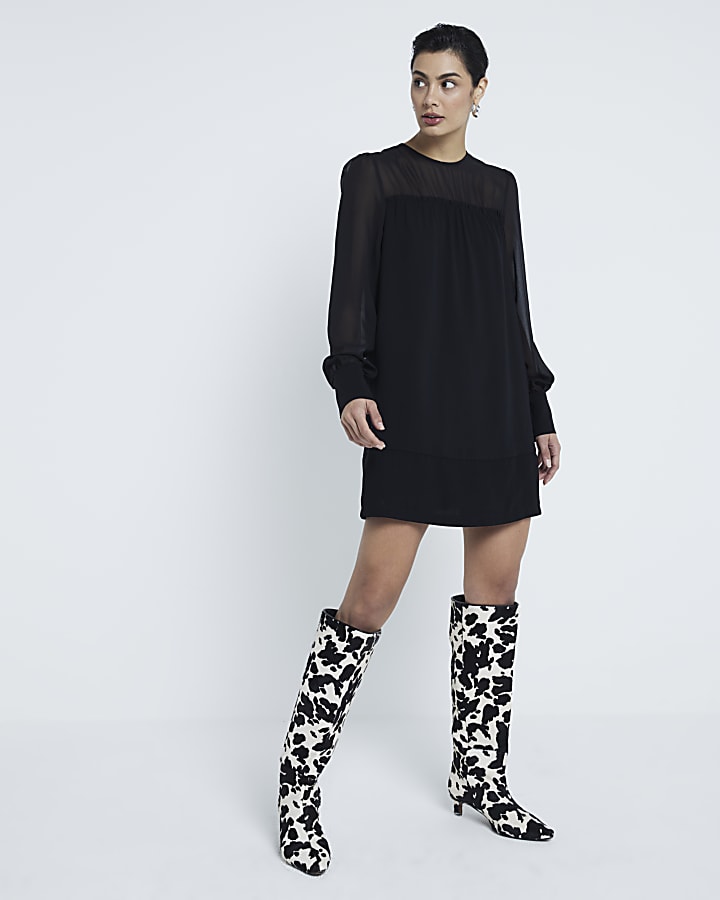 Black Long Sleeve Mini Dress
