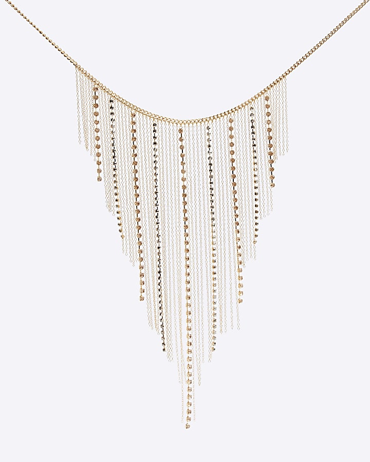 Gold drape chain necklace