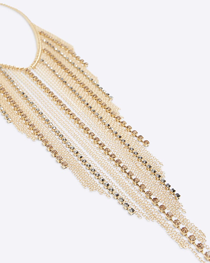 Gold drape chain necklace