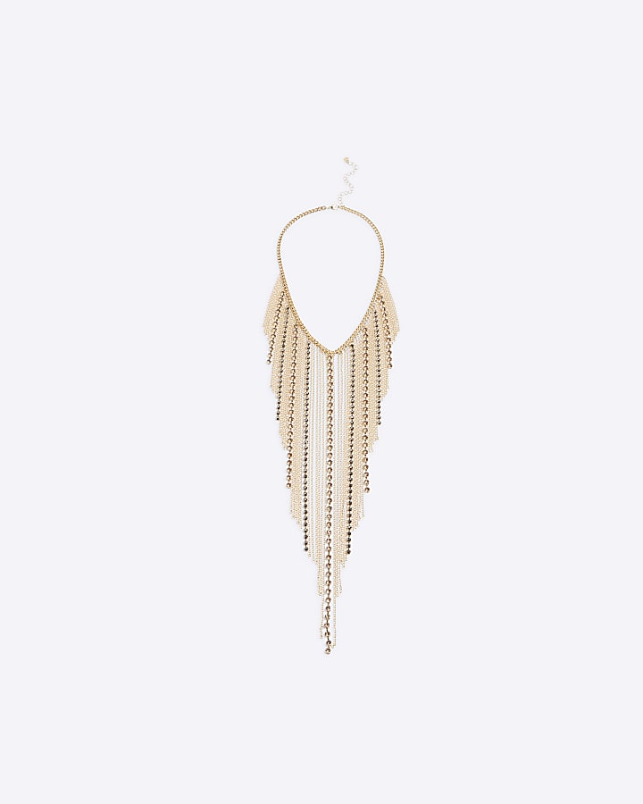 Gold drape chain necklace