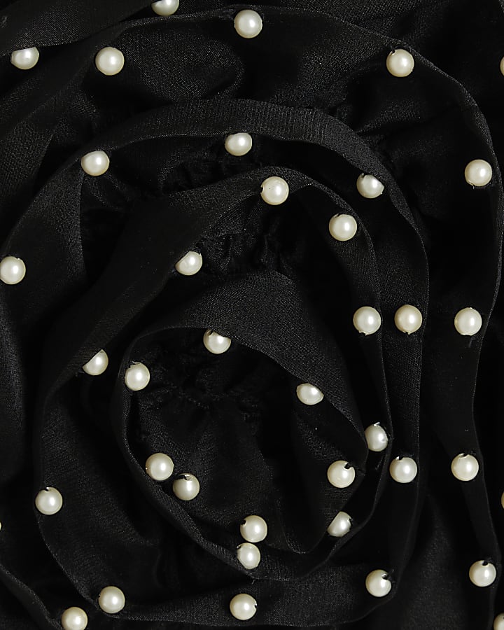 Black Pearl Corsage Bandeau Crop Top