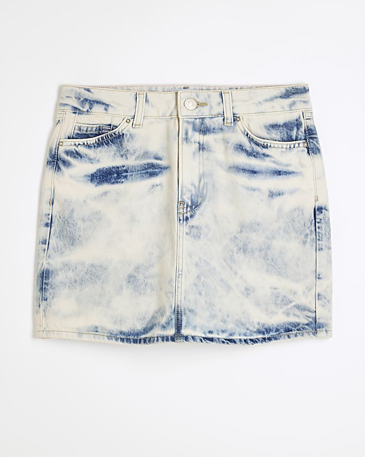 Blue Denim Faded Tint Mini Skirt