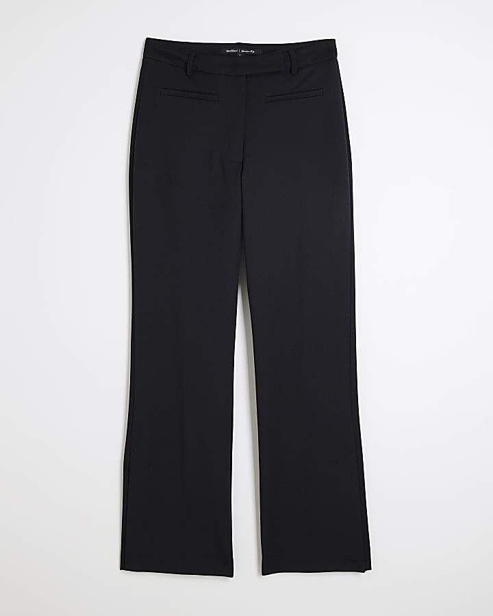 Petite Black Slim Tailored Flare Trousers