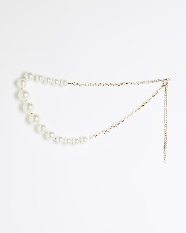 White Pearl Chain Belt