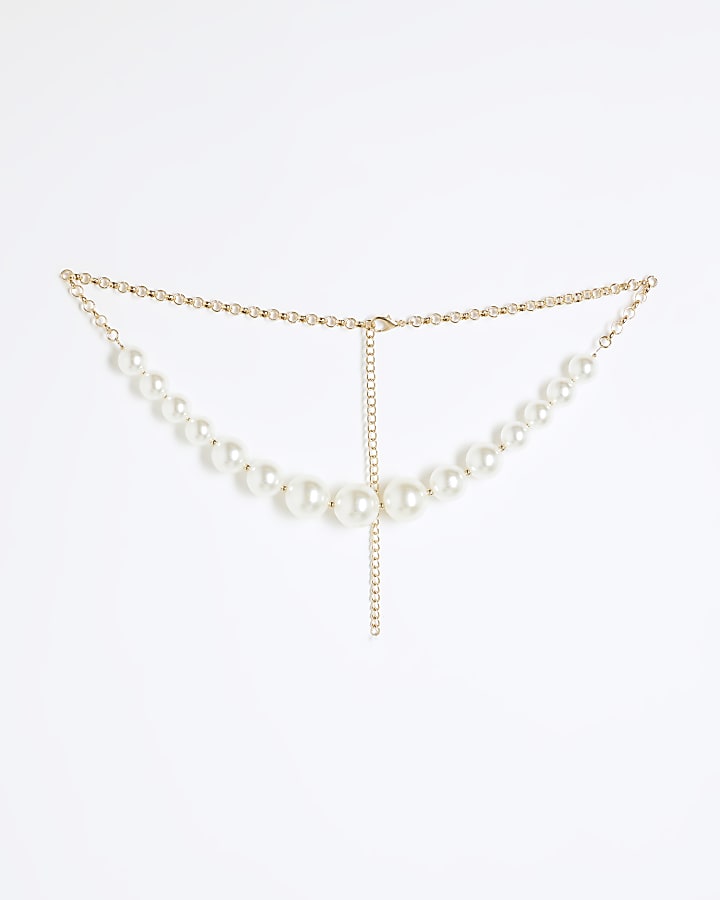 White Pearl Chain Belt