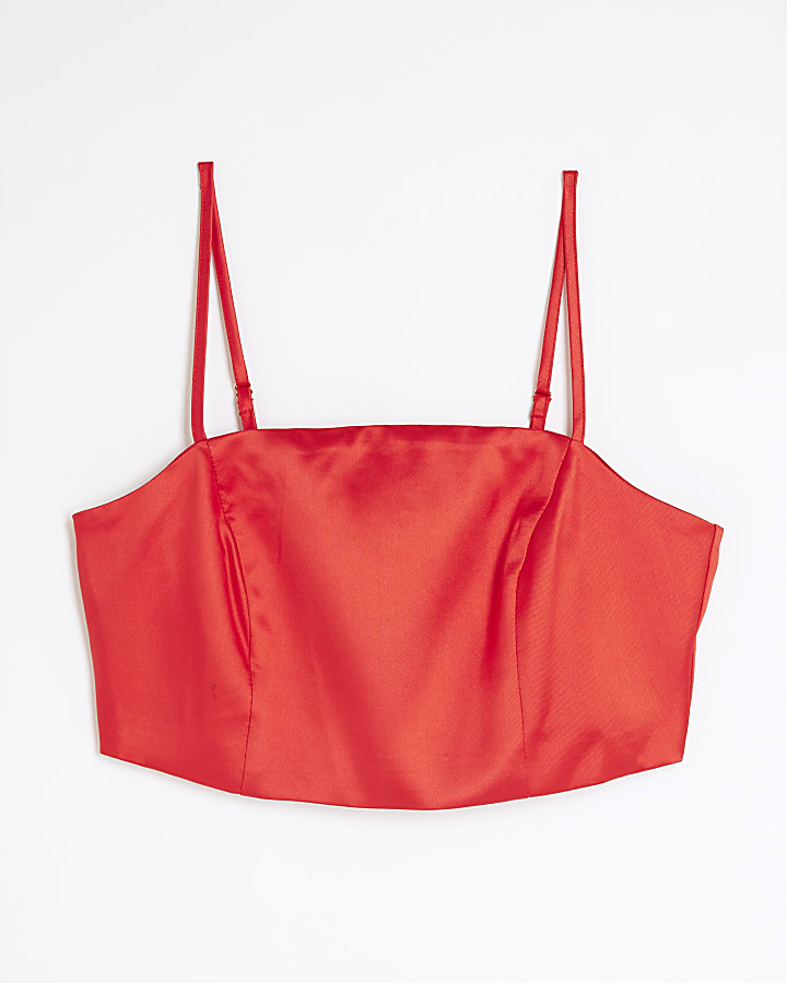 Red Satin Bralette Crop Top