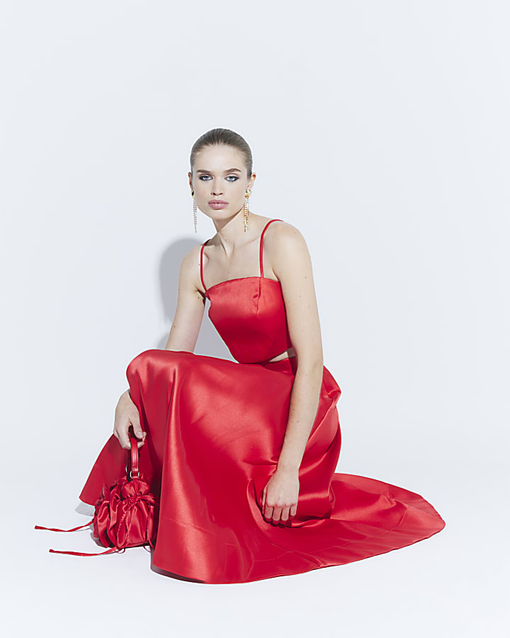 Red Satin Bralette Crop Top