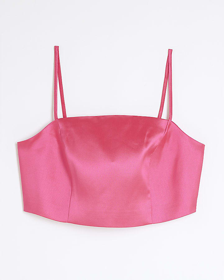 Pink Satin Bralette Crop Top
