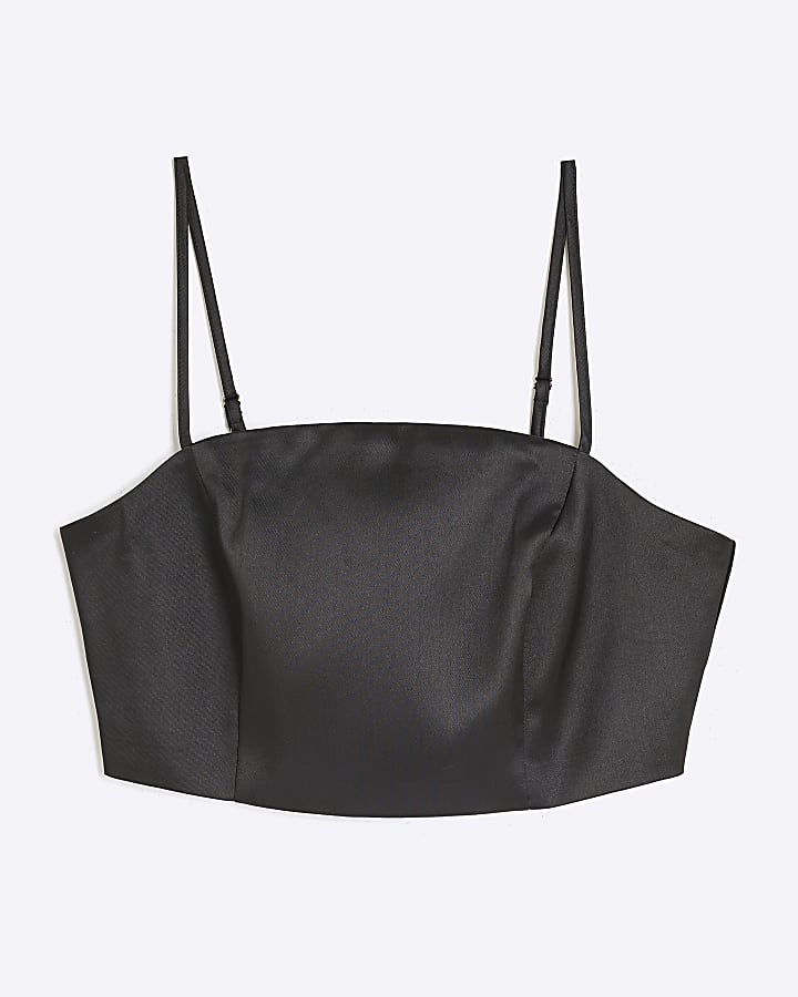 Black Satin Bralette Crop Top