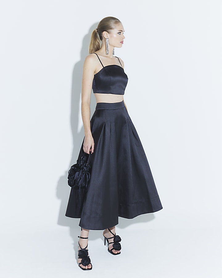 Black Satin Bralette Crop Top