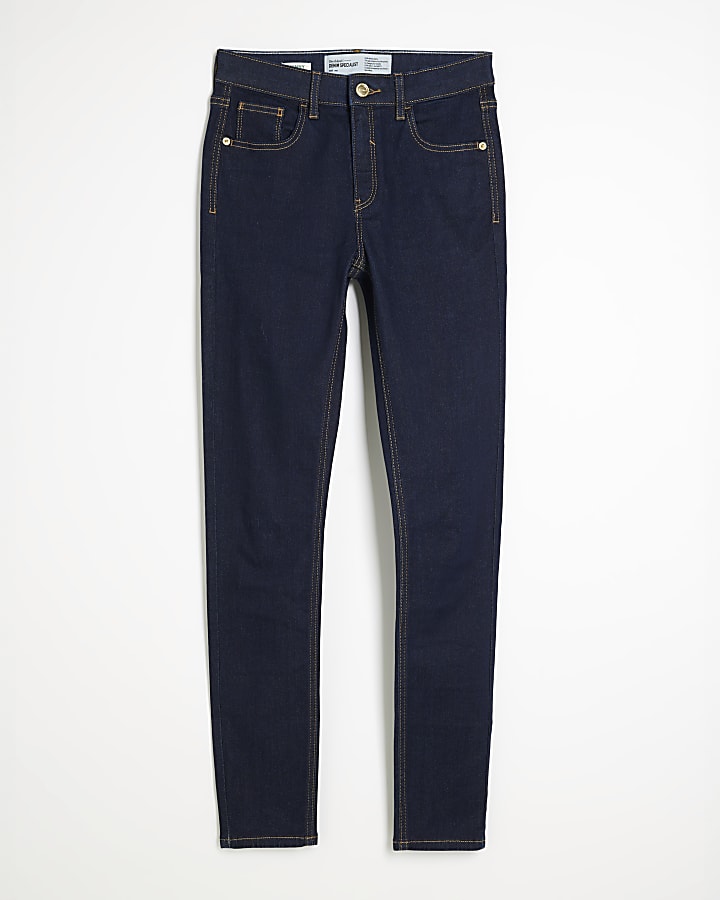 Blue Denim Mid Rise Skinny Jeans