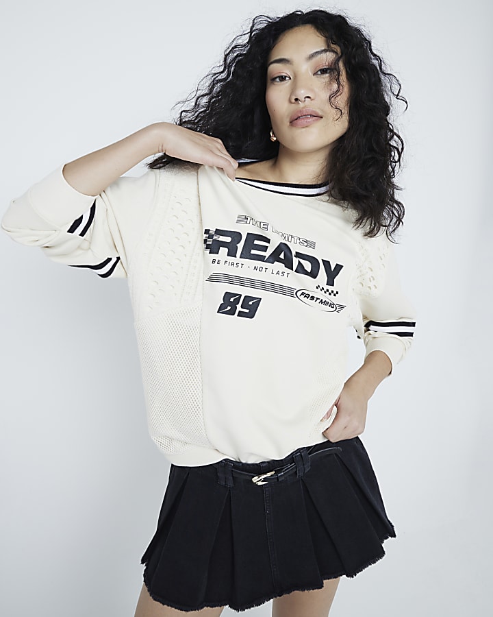Cream Long Sleeve Sport Sweatshirt