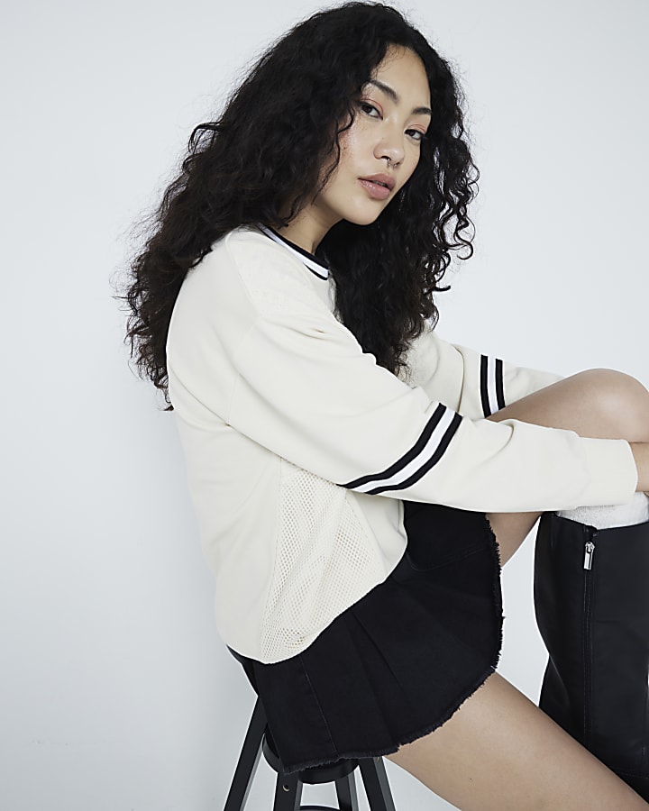Cream Long Sleeve Sport Sweatshirt