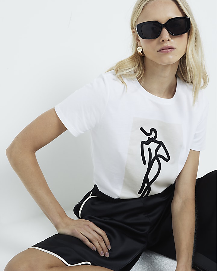 White abstract graphic t-shirt