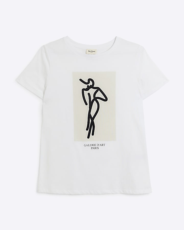 White abstract graphic t-shirt
