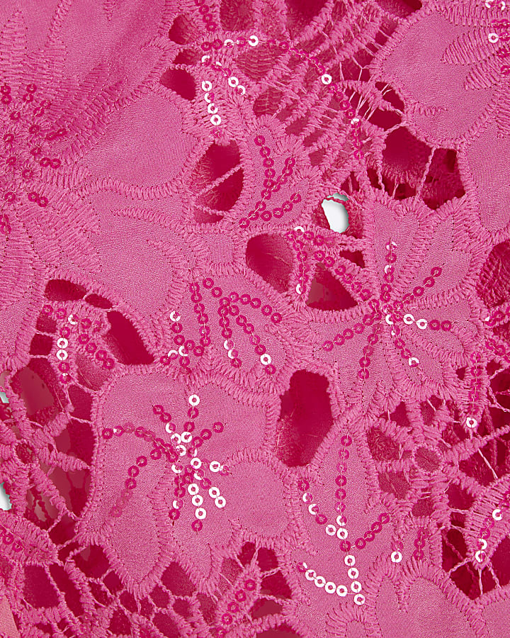 Pink Cutwork Sequin Shirt