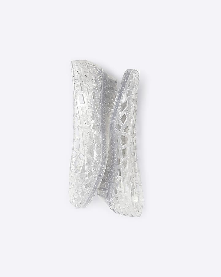 Silver metallic jelly ballet pumps