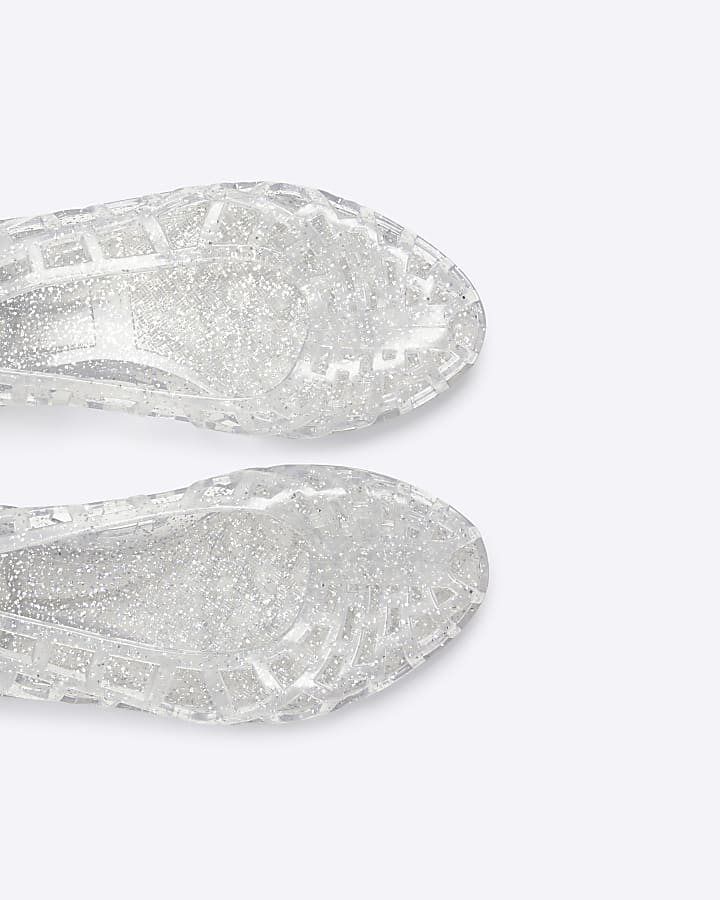 Silver metallic jelly ballet pumps
