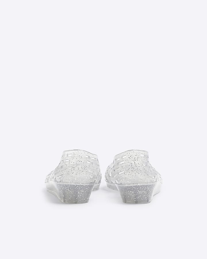 Silver metallic jelly ballet pumps