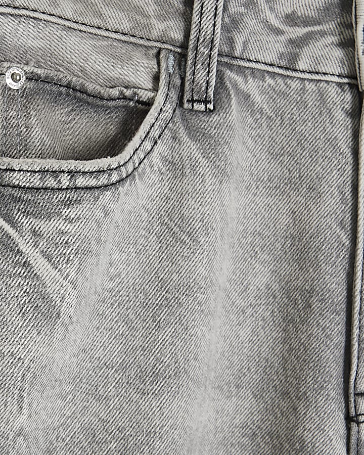 Petite Grey Denim Super Wide Jeans