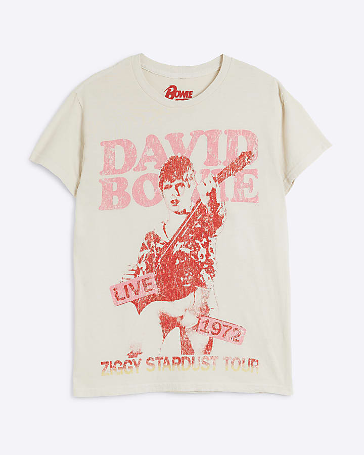 Cream David Bowie graphic t-shirt