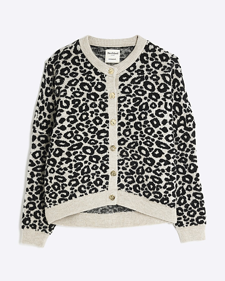 Cream Long Sleeve Leopard Print Cardigan