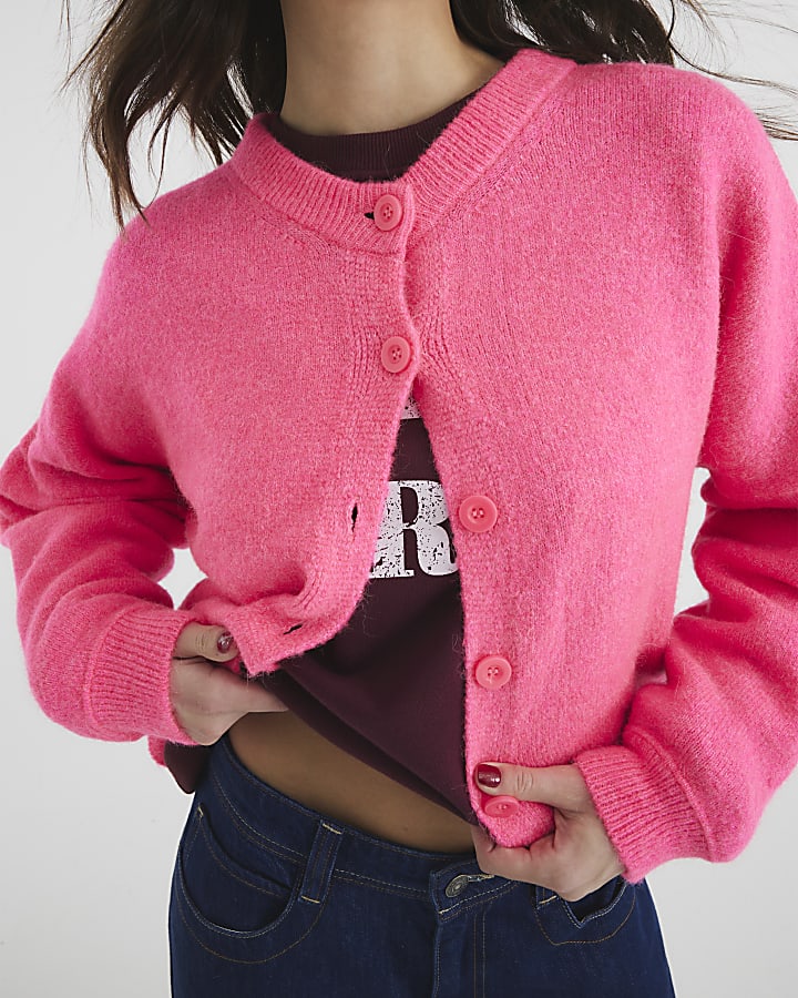 Pink Oversized Bubble Cardigan