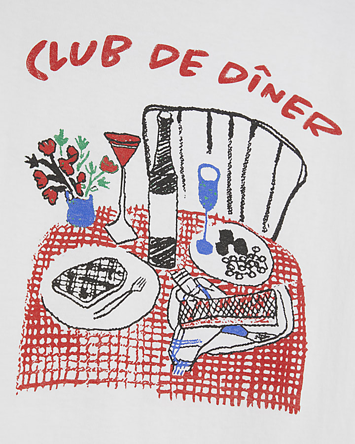 White graphic diner t-shirt