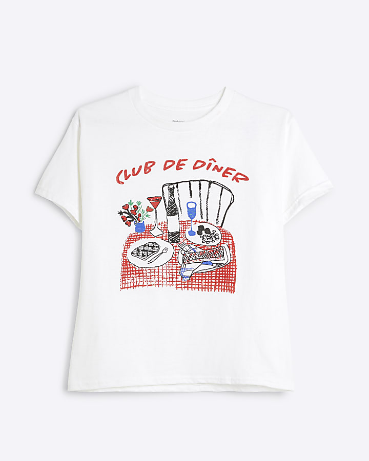 White graphic diner t-shirt