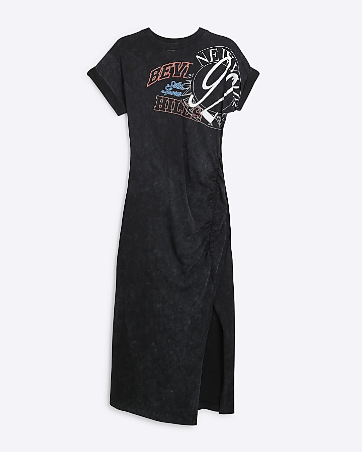Grey Beverly Hills Graphic Midi T-shirt Dress