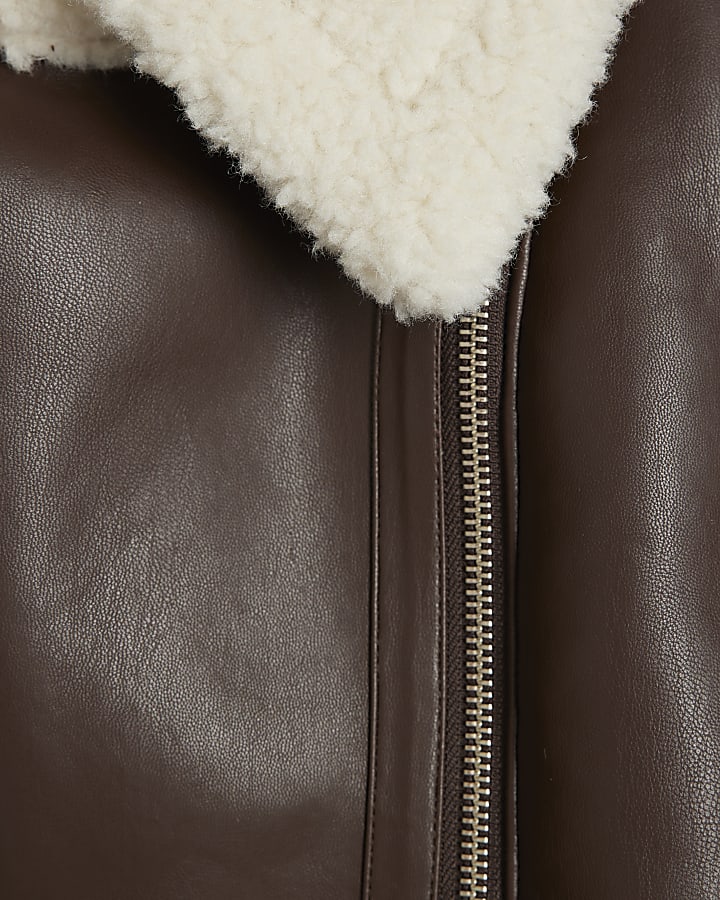 Plus Brown Faux Shearling Gilet