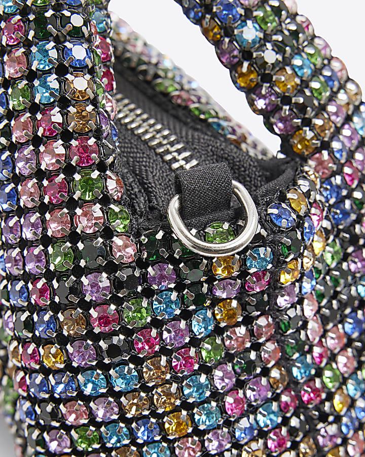 Multi Coloured Diamante Scoop Clutch Bag