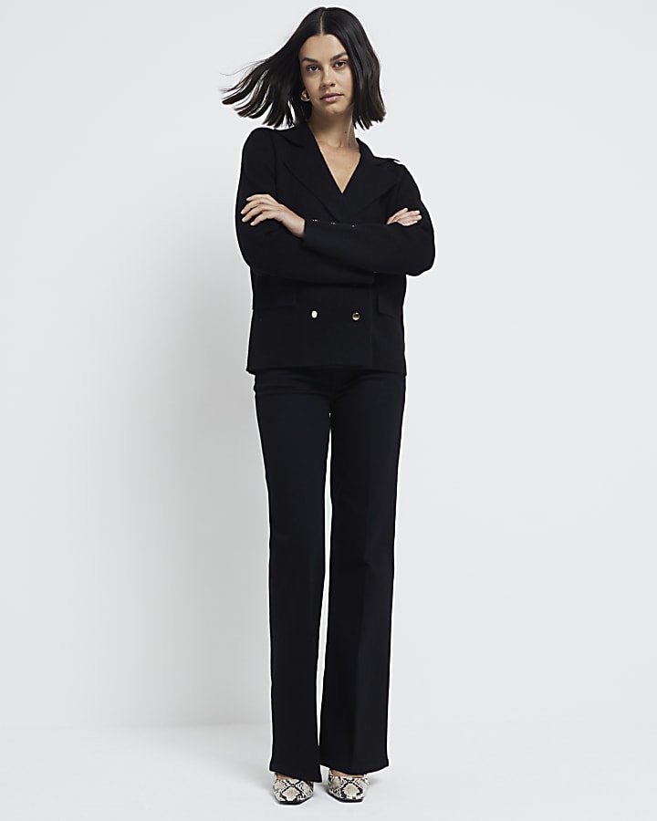Black High Rise Wide Leg Jeans