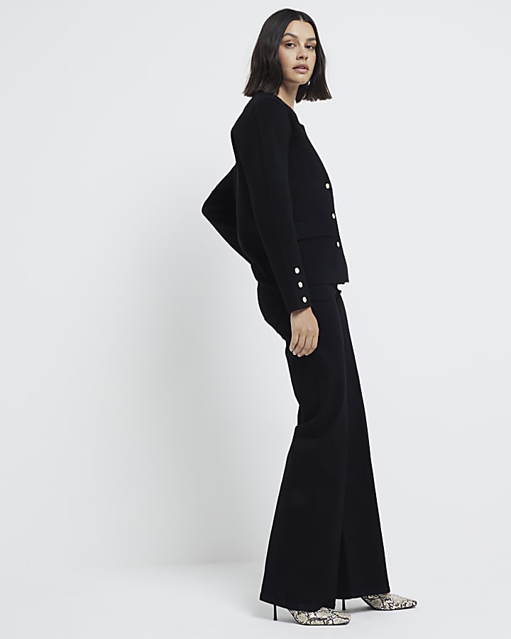 Black High Rise Wide Leg Jeans