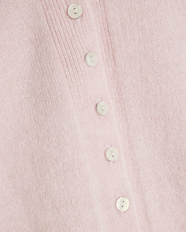 Pink Knit Button Up Cardigan