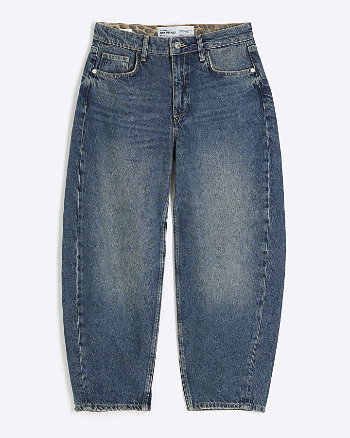 Petite Blue barrel Seamed Jeans