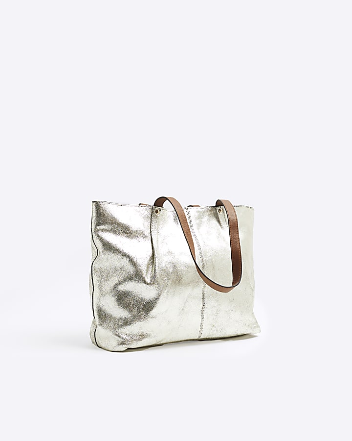 Gold Leather Metallic Shoulder Bag