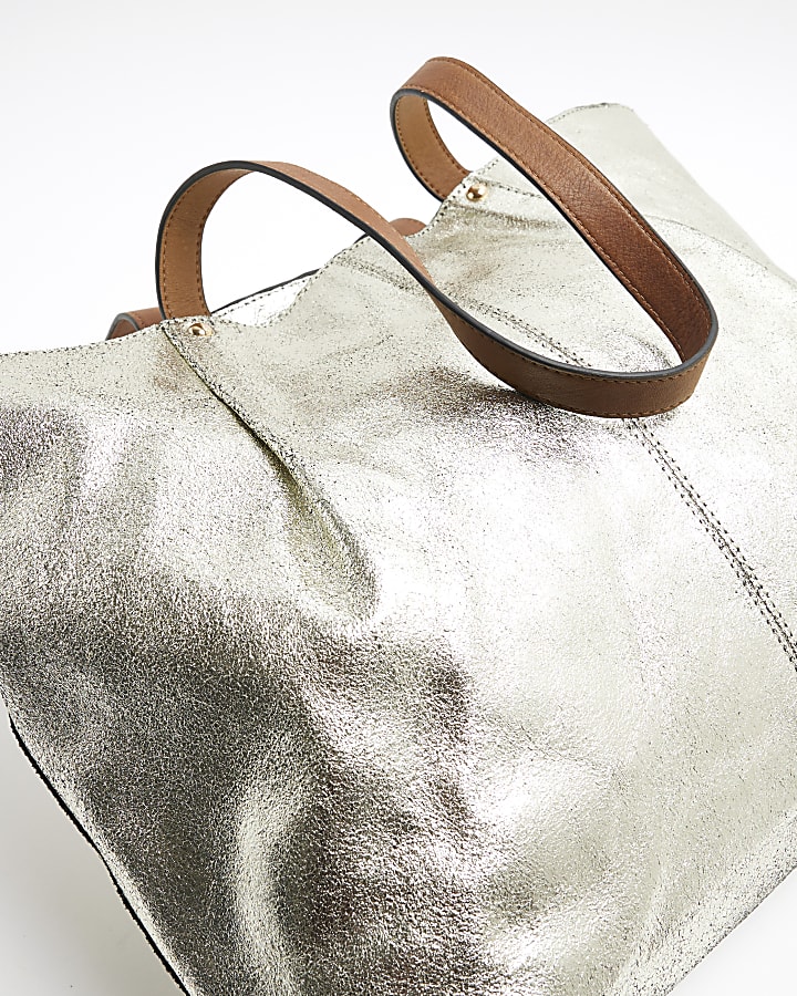 Gold Leather Metallic Shoulder Bag