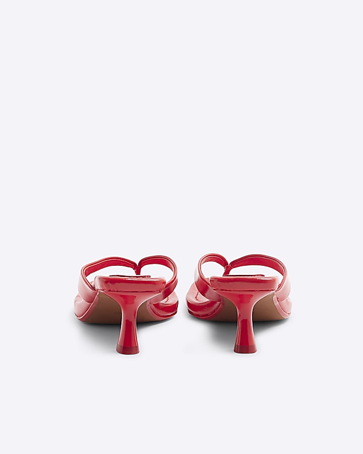 Red Toe Thong Heeled Sandals