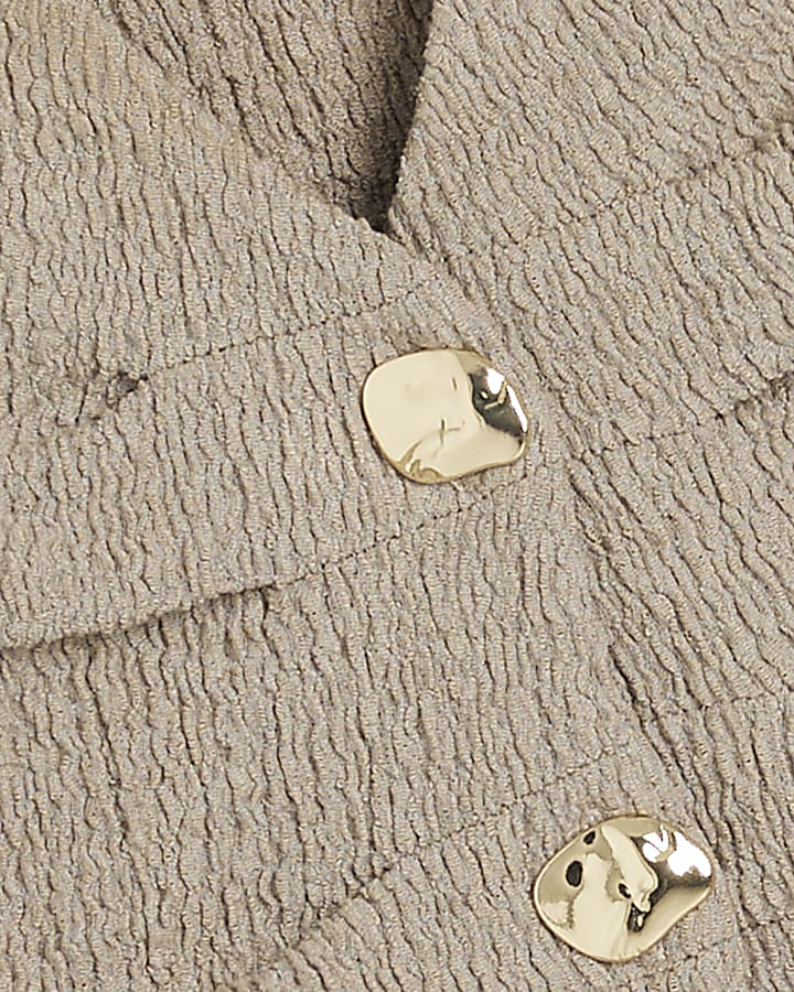 Brown pleated textured shirt