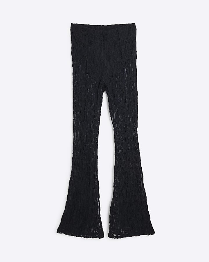 Black Lace Flared Trousers