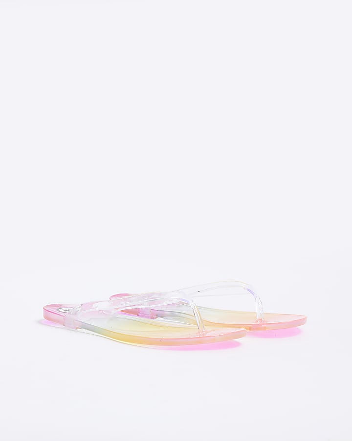 Pink ombre jelly flip flop sandals