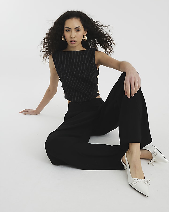 Black Soft Wide Leg Trousers