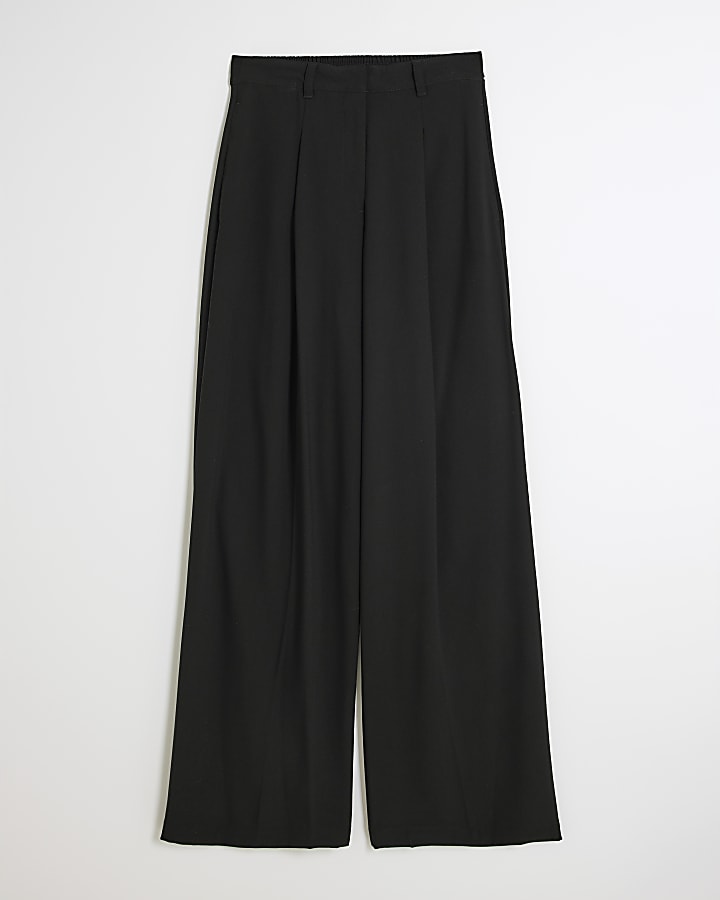 Black Soft Wide Leg Trousers